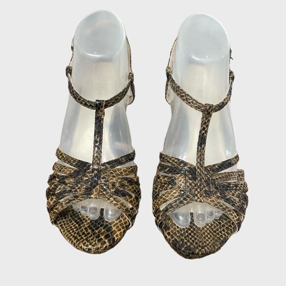 Etienne Aigner Snake Ankle Strap heel Peep Toe Size 8.5 - Picture 6 of 13